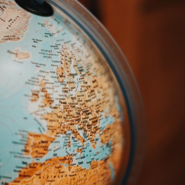 A globe with an out of focus background