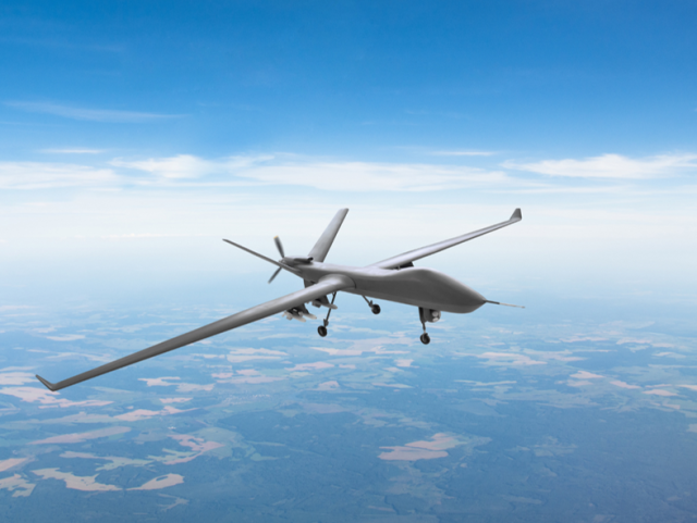 High altitude unmanned aircraft in flight