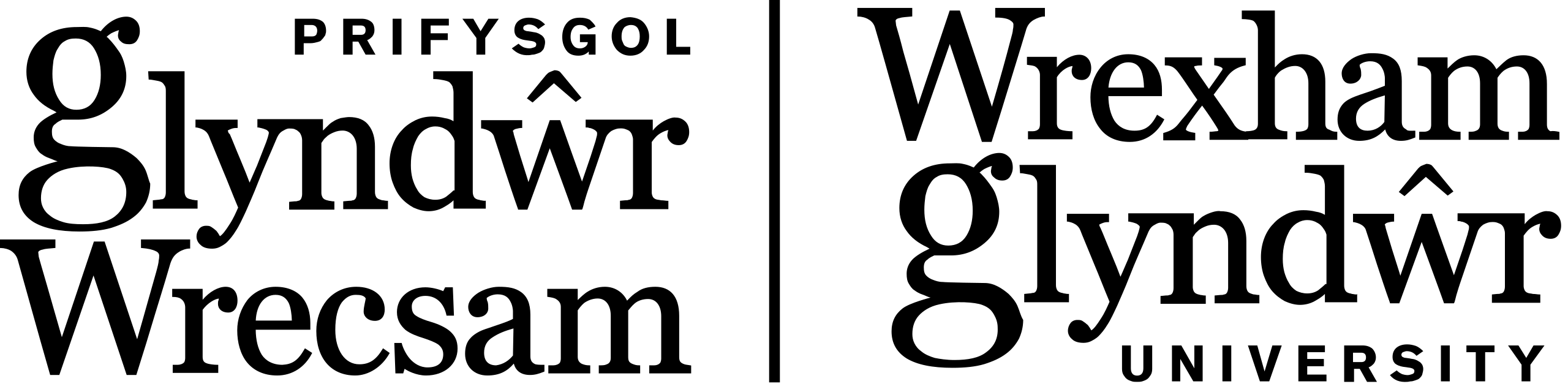Wrexham Glyndwr black and white logo