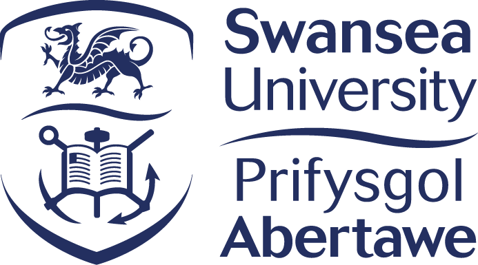 Swansea University logo, dark blue text