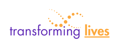 Transforming Lives logo in purple and orange