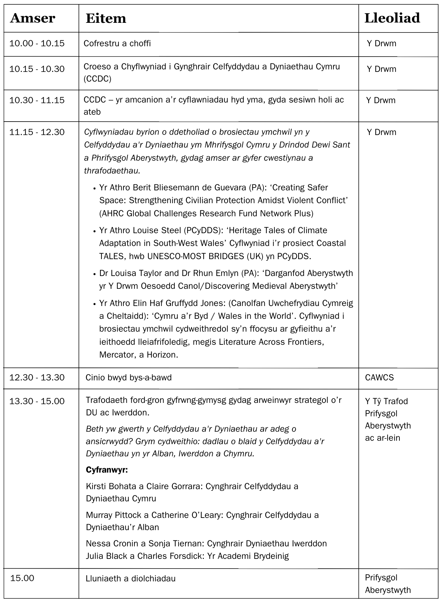 WAHA event programme