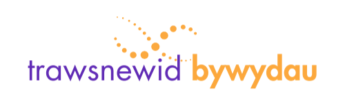 Trawsnewid Bywydau logo in purple and orange