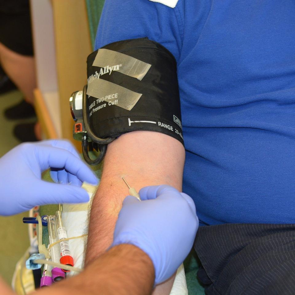 Close up shot of someone taking blood