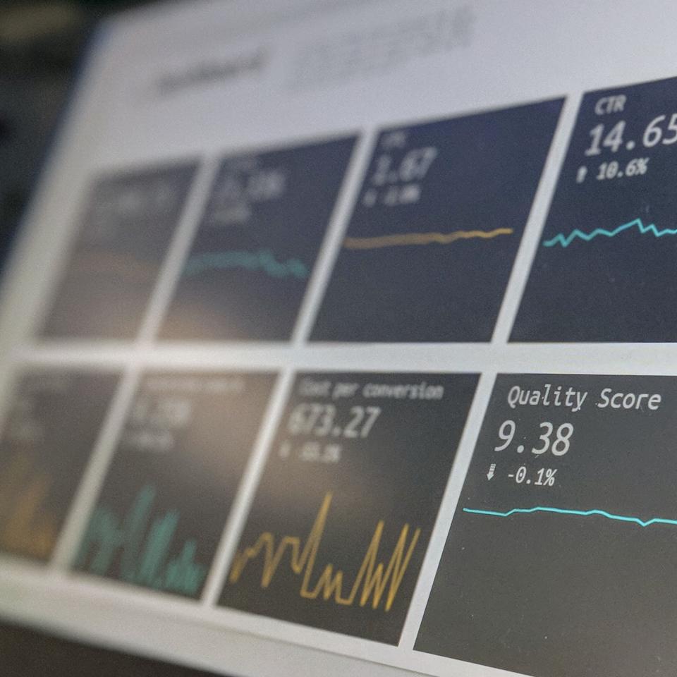 A close up shot of a laptop screen showing financial information