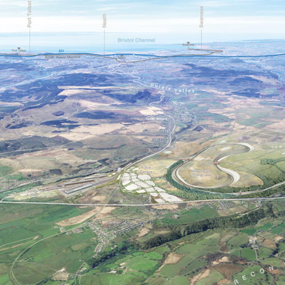 Aerial view of the site of the new rail research and innovation centre