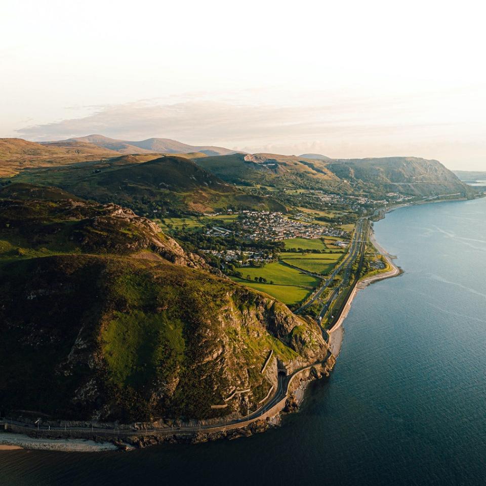 Aerial shot of North Wales coastline