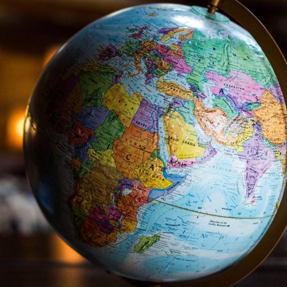 A photo of a globe