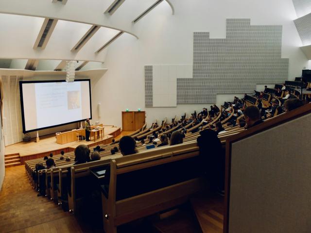 A photo of students in a lecture theatre